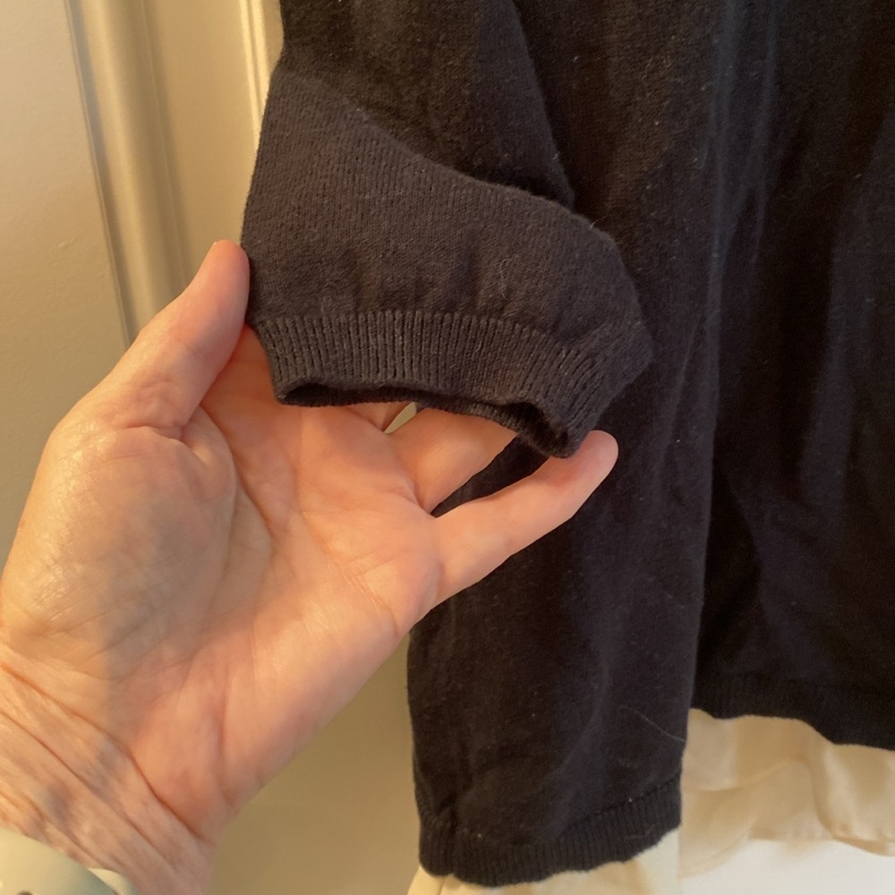 The limited black sweater with tan blouse inset - Picture 4 of 6